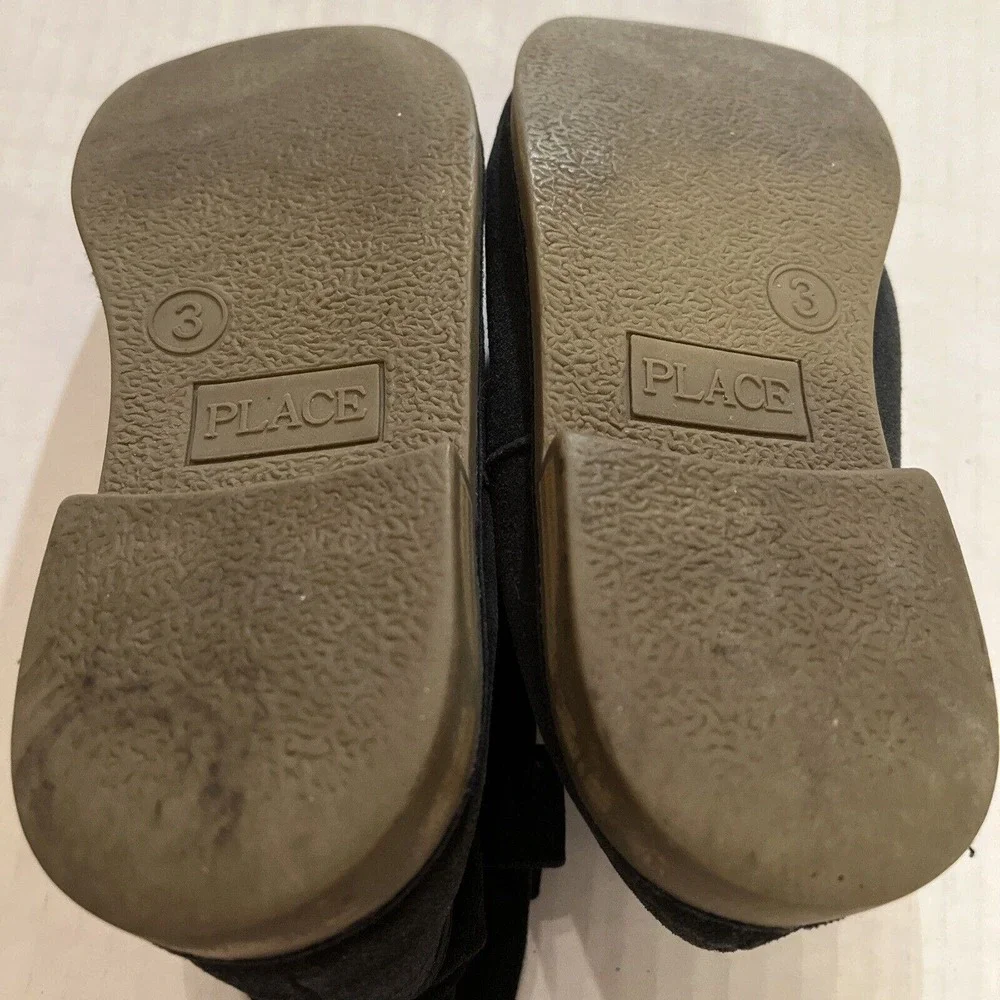 PLACE Girls size 3 Black Faux Suede Booties